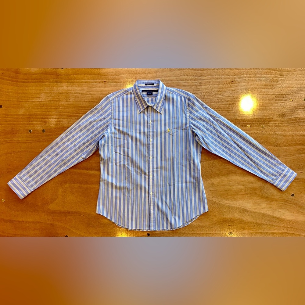 Ralph Lauren Women’s Blue and White Striped Shirt